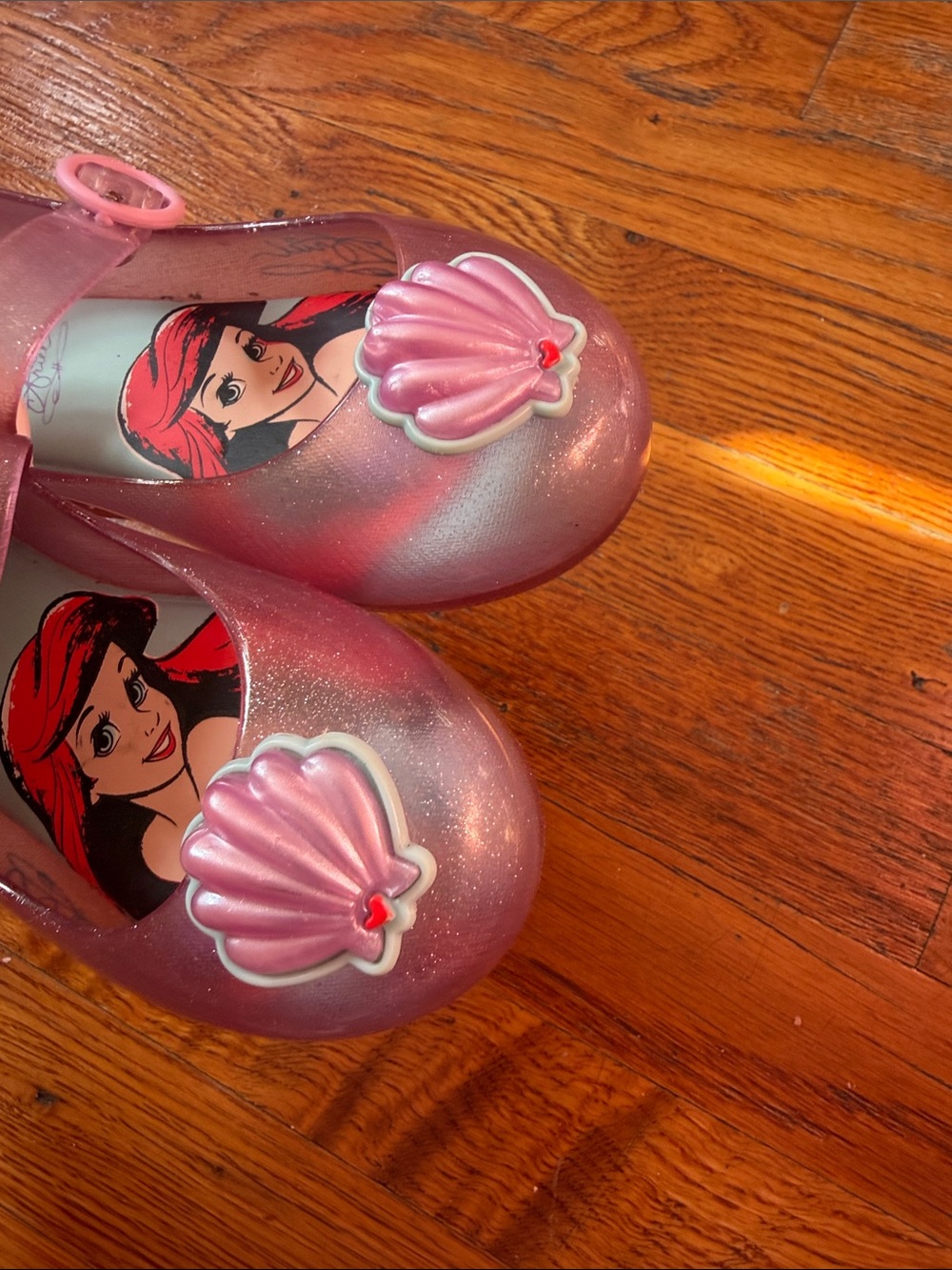 Mini Melissa Shimmery Pink Ariel Jelly Mary Jane Shoes - Picture 3 of 4